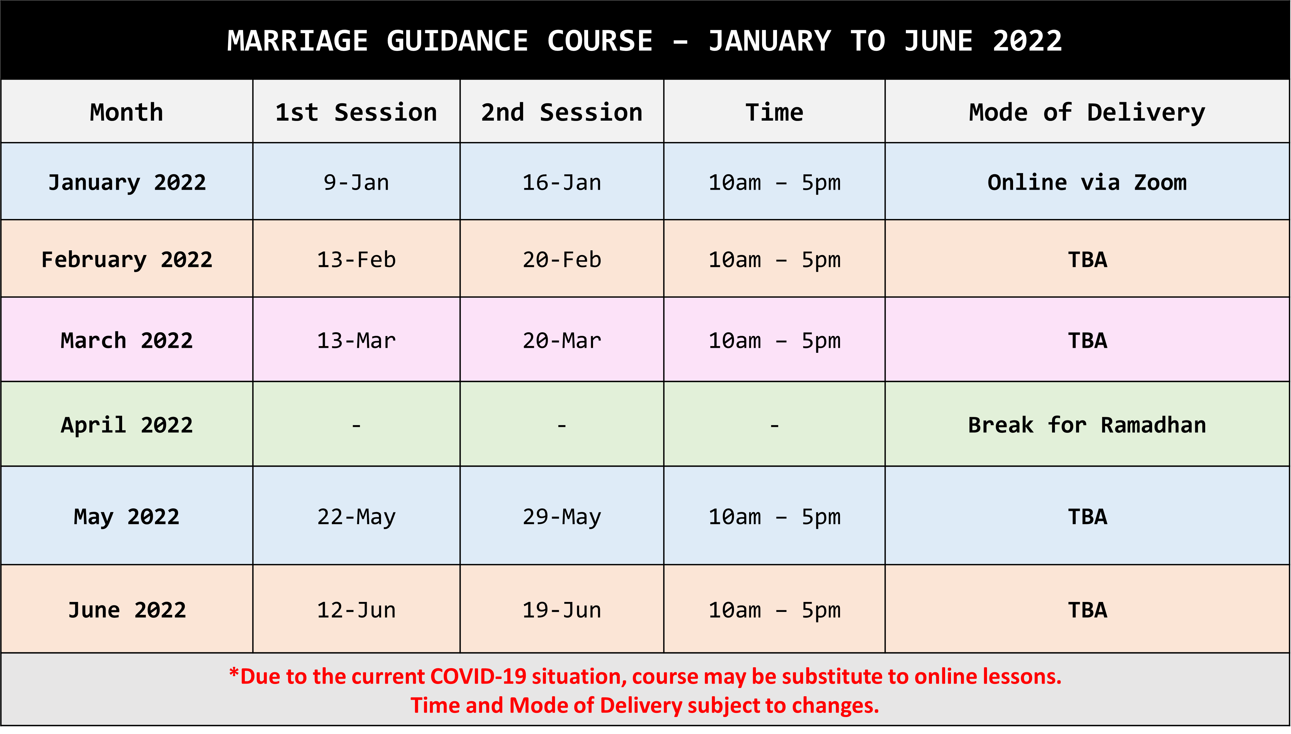Jan - June Schedule